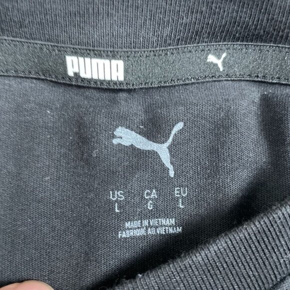 Puma Black Logo Mens T-Shirt Large Short Sleeve Casual Top a0691 - Picture 2 of 7
